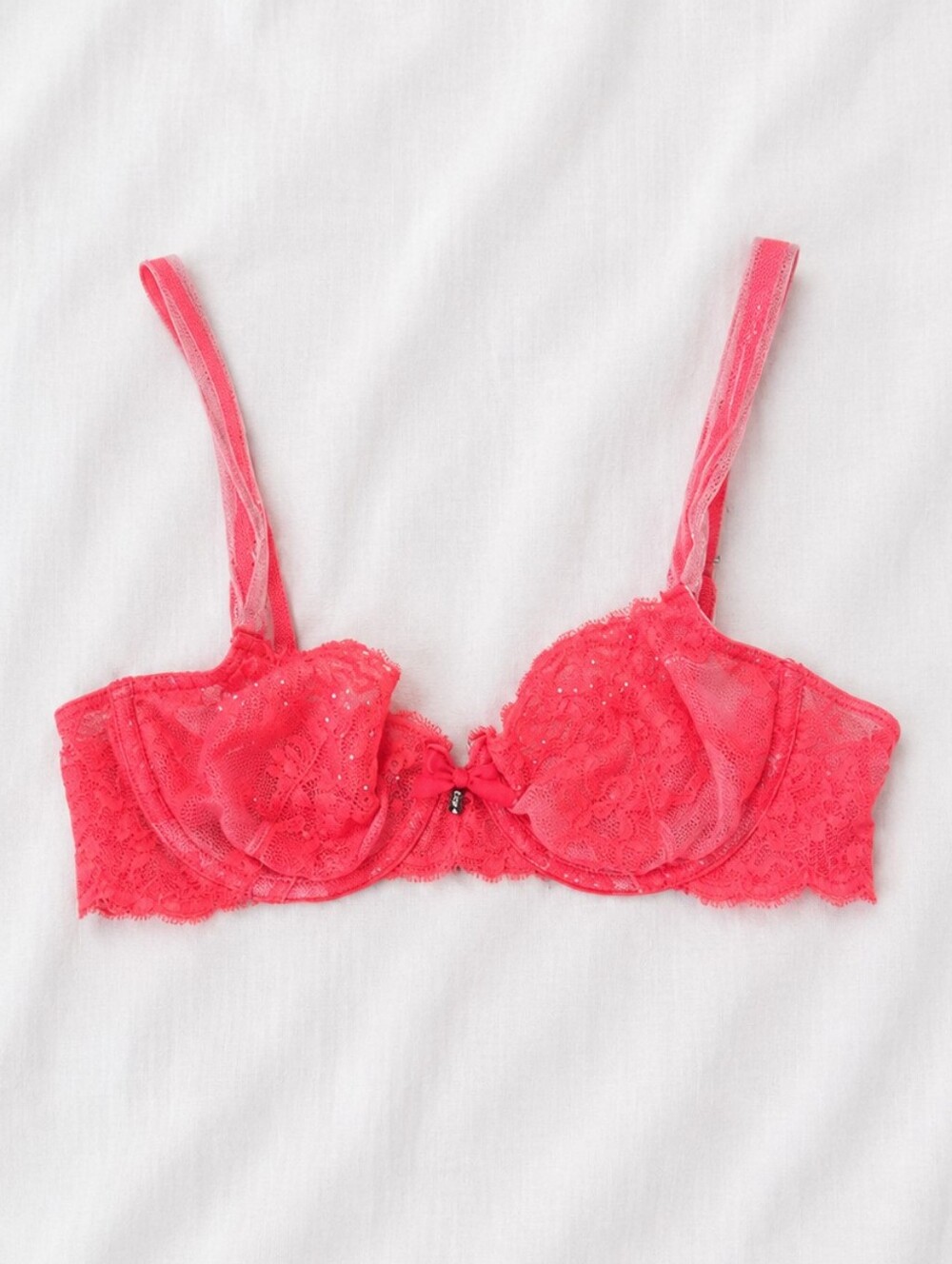 Victoria's Secret Very Sexy Unlined Demi Lace Bra Size 34B Bright Coral